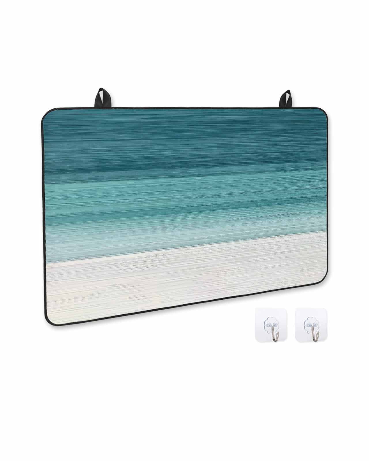 nqOlkjepod Large Induction Cooktop Protector Mat 36"x21", Teal Turquoise Ombre Stove Top Covers for Electric Stove, Modern Abstract Gradient Lines Stove Burner Cover Mats, Glass Top Stove Cover