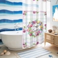 thumbnail image 4 of No Hook Shower Curtain with Built-in Rings - Happy Easter Washable Waterproof Fabric Bathroom Curtains for Hotel,Rentals, Stall 54 X 78 Inch , Spring Tulips Eggs Daisy Floral Color Plaid, 4 of 8
