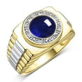 thumbnail image 4 of RYLOS Men's Rings Yellow Gold Plated Silver Ring Cabochon Gemstone & Diamonds Designer Style Sapphire Rings For Men Size 10, 4 of 8