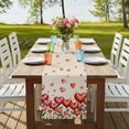 thumbnail image 4 of Table Runners 90 Inches Long Dress Scarves, Valentine's Day Farmhouse Coffee/Dining/Kitchen Table Runner for Living Room, Pink Love Flowers Leaves Plants Spring Beige 13x90 Inch, 4 of 9