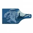 thumbnail image 1 of Astronaut Cutting Board, Astronaut Proudly Walks Moon in Backdrop Walk on the Moon Space Adventure, Tempered Glass Cutting and Serving Board, Wine Bottle Shape, Night Blue White, by Ambesonne, 1 of 1