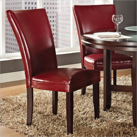 Bowery Hill Faux Leather Dining Side Chair in Red