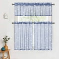 thumbnail image 2 of Haperlare 26"W x 36"L White Sheer Kitchen Tier Curtains Bathroom Window Curtain Floral Embroidered Half Window Covering Voile Cafe Curtains, Dusty Blue, Set of 2, 2 of 6