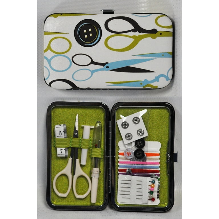 Wallet Style Sewing Kit Scissor and Button Theme Case 