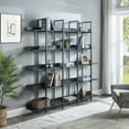 thumbnail image 2 of 5 Tier Bookshelf, Tall Bookcase Shelf Storage Organizer, Vintage Industrial Book Shelf for Bedroom, Living Room and Home Office, Solid Wood Bookshelf, Metal Frame with MDF Board, Black, 2 of 8
