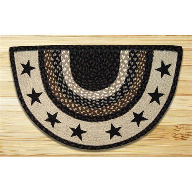Braided Jute Stenciled Print Rectangle Area Rug Earth Rugs 2 Sizes.BLACK STARS 
