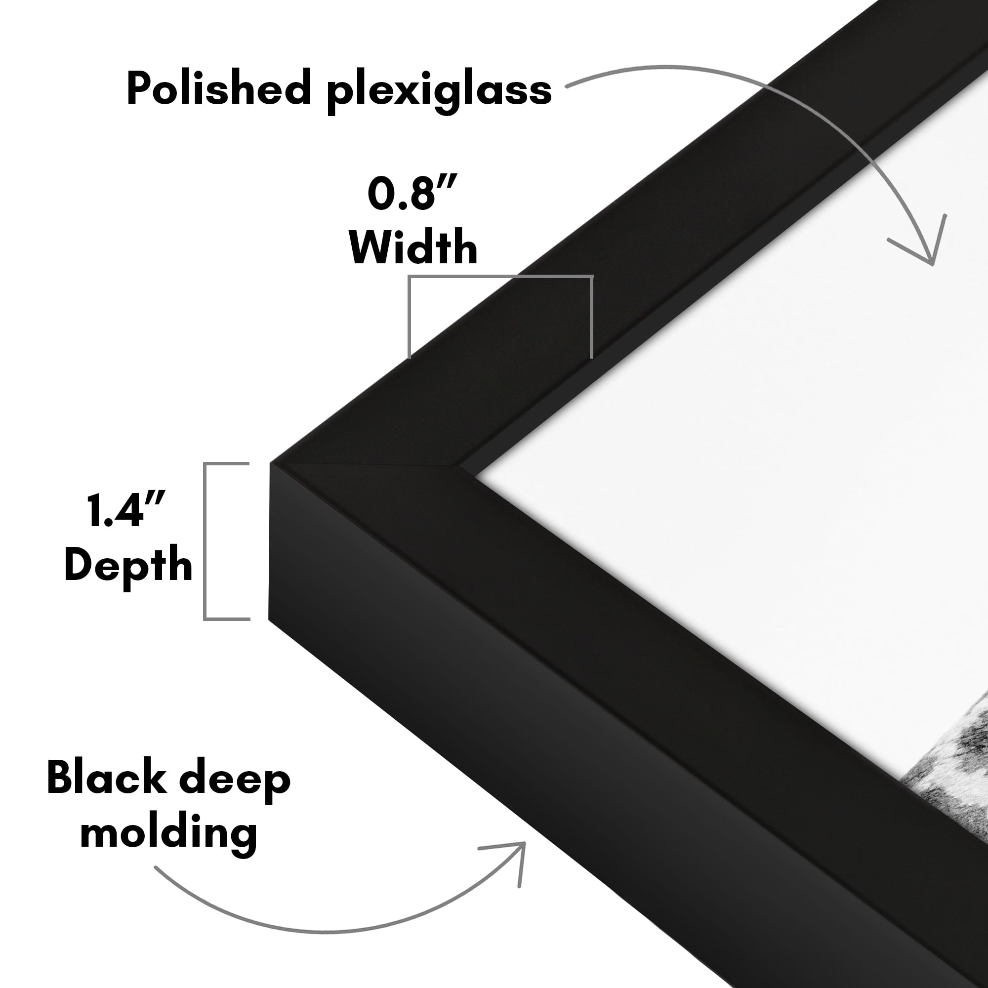Americanflat 20x28 Picture Frame with Polished Plexiglass Soho Collection Gallery Style Deep Molding - Black