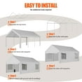 thumbnail image 6 of Walsunny 12x20 ft Carport with 4 Sandbags Heavy Duty Canopy with Roll-up Windows Portable Garage with Removable Sidewalls & Doors Car Canopy White, 6 of 11