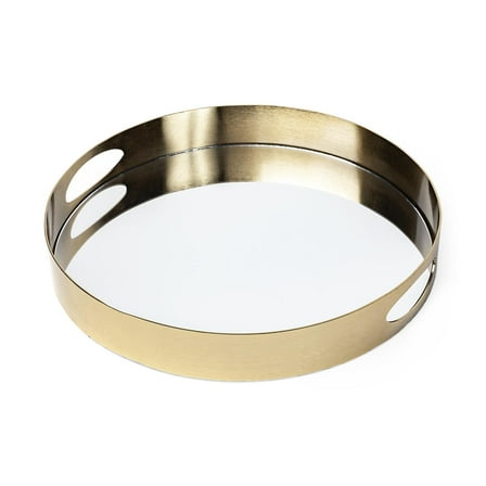 Mercana Serkis Gold Metal Mirrored Base Round Tray