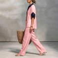 thumbnail image 4 of Stralyhd 2 Piece Womens Lounge Set 2026 Summer Loose Sets Loose Casual Linen Long Outfits Beach Vacation Matching Set Pink S, 4 of 5
