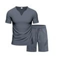 thumbnail image 4 of Men's 2 Piece Outfits Short Sleeve T-shirt Tracksuit Summer Tee Shirt and Shorts Set 2 Sets Casual Sports Suit, 4 of 8