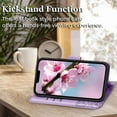 thumbnail image 3 of Designed for iPhone 13 Case Wallet for Women,Flip Folio Cover with Butterfly Embossed PU Leather Stand Card Holder Slots Wrist Strap Protective Phone Case for iPhone 13 (Lavender), 3 of 14