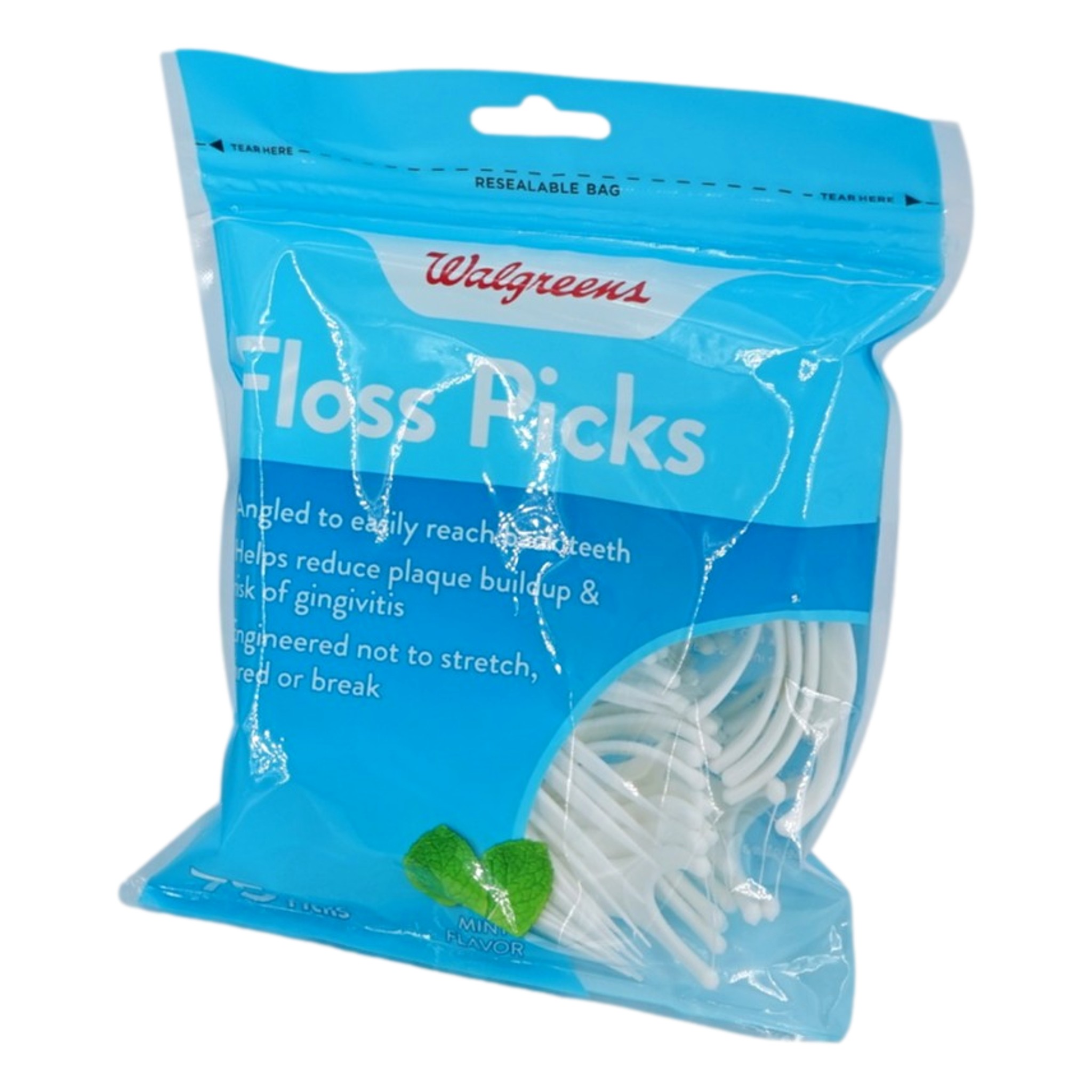 Dental Floss Picks (75 Picks Total, Mint Flavor) Angled Dental Flosser