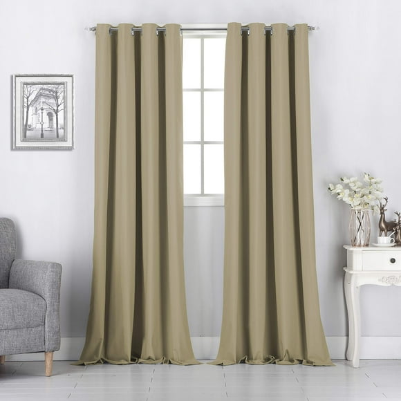 Rooney Taupe Solid Thermal Insulated Grommet Blackout Curtains/Drapes for Living Room Bedroom Window (2 Panels, 52 inches Wide by 84 inches Long, Taupe)