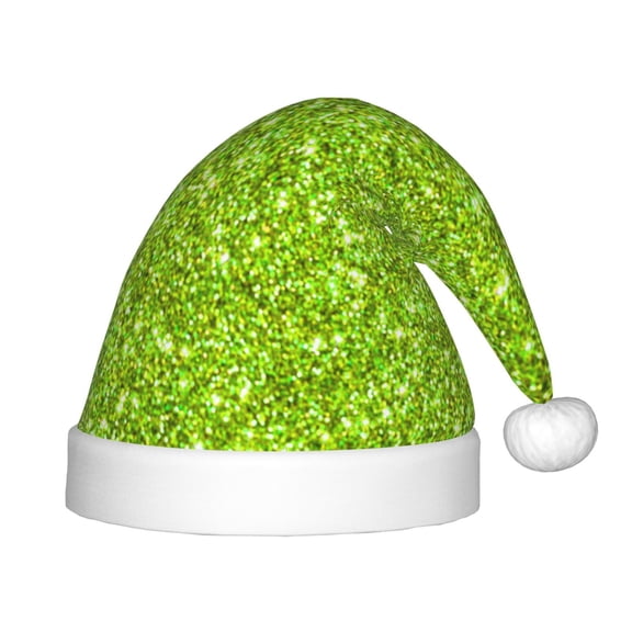 Rateoe Lime green glitter Santa Hat Confortable Christmas Hat for Christmas Party Favors Fit for Kids