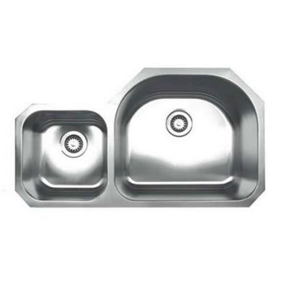 Whitehaus Noah's Collection Brushed Stainless Steel Double Bowl Undermount Sink
