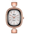 thumbnail image 3 of Héliisoer Femmes Diamant-Clouté Ovale Rétro Numérique Littéraire Montre en Cuir, 3 of 3