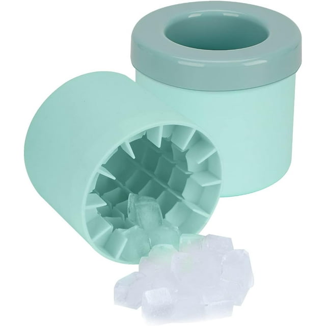 2 Pack Cylinder Ice Cube Mold Trays, Silicone Bucket, Portable Maker, Press-Type Easy-Release Cup (Blue) Blue