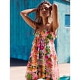 thumbnail image 3 of Summer Vacation Cami Dress Oil Painting Floral Print with Bow Loose Breathable Sweet  Spicy Style for Beach Trips, 3 of 7