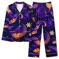 thumbnail image 2 of Fengactive Womens Halloween Pajama Set Long Sleeve Button Down Top with Pockets and Matching Lounge Pants, 2 of 7