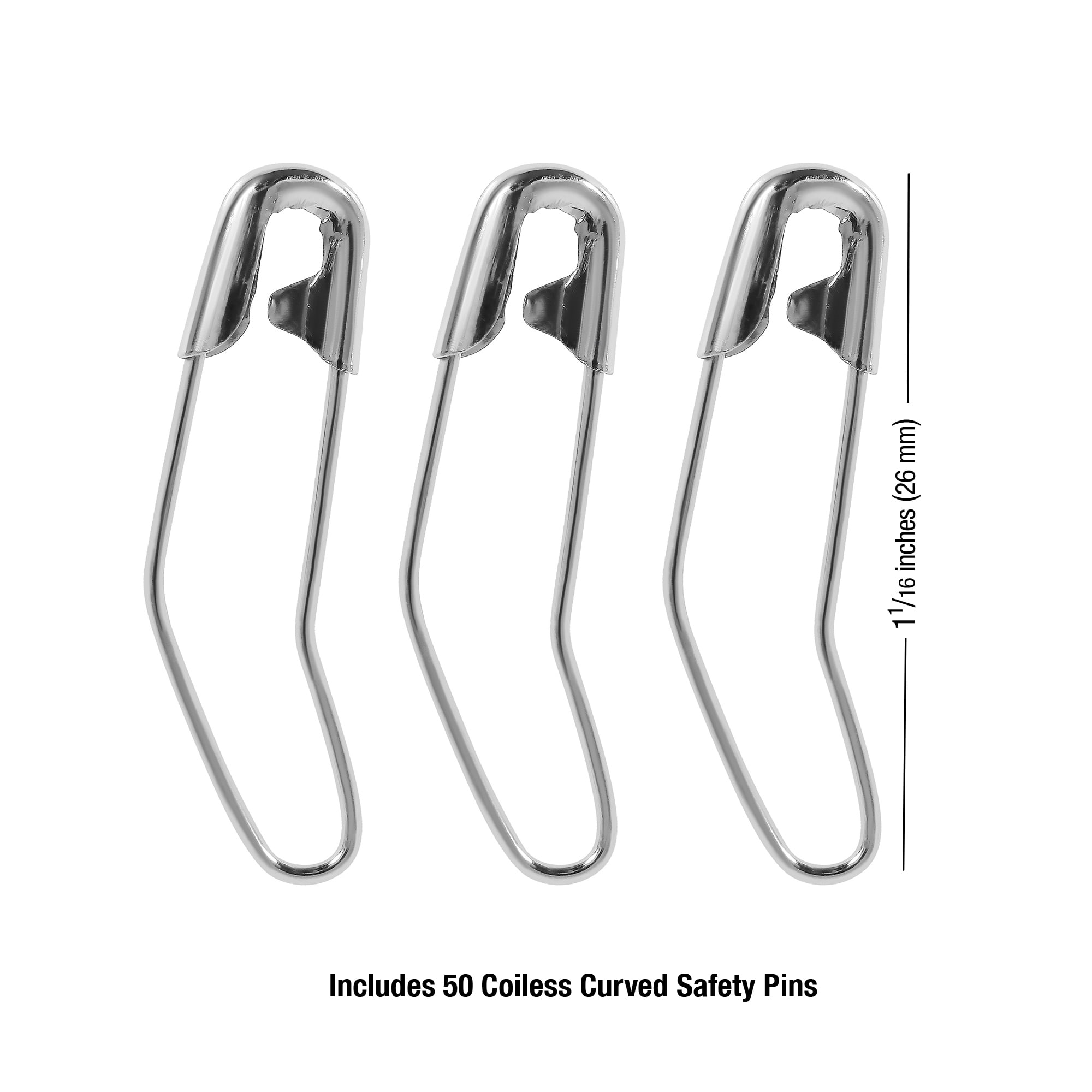Hello Hobby Size 1 Quilter's Coiless Curved Safety Pins (50 Count)