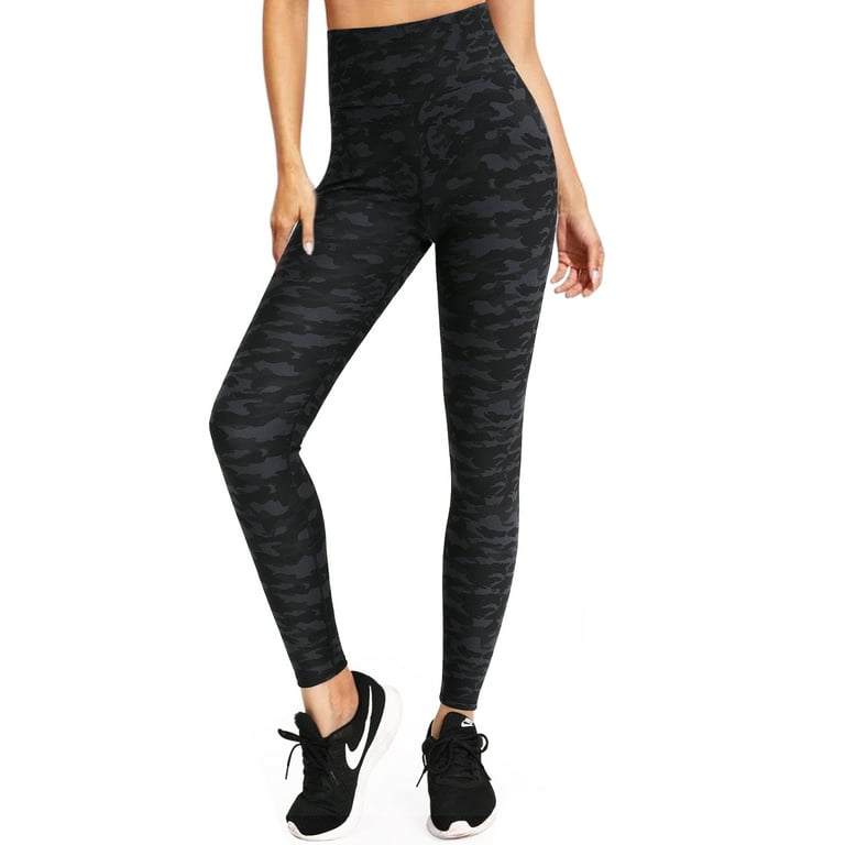 Eodora Yoga Pants with Back Pockets Women's High Waist Stretch Leggings  Black Camo M