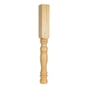 35.5 in. Reed pattern Turned Wood Post (Rubberwood)
