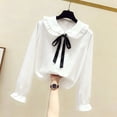 thumbnail image 6 of larppty Girls Blouse Shirts Spring Fall Long Sleeve Button-Down Top Ruffle Collar, 6 of 6