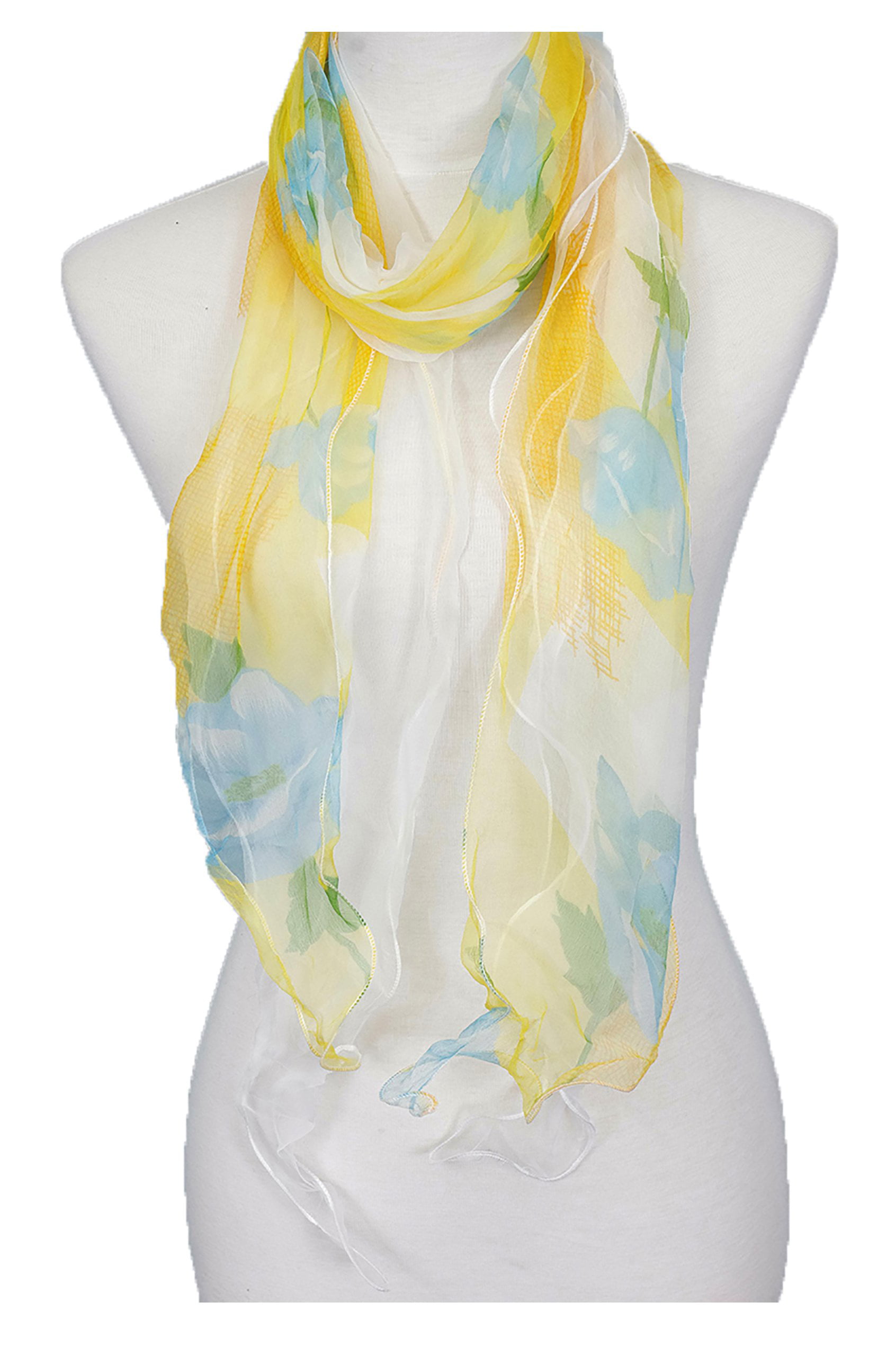 Summer scarf Double Layer Silk scarf Floral Ruffle Silk Scarf