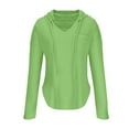 thumbnail image 5 of Women Hoodies High Low Hem Waffle Knit Tunic Sweatshirt With Pockets Long Sleeve Tops V Neck Solid Drawstring Shirts, 5 of 6