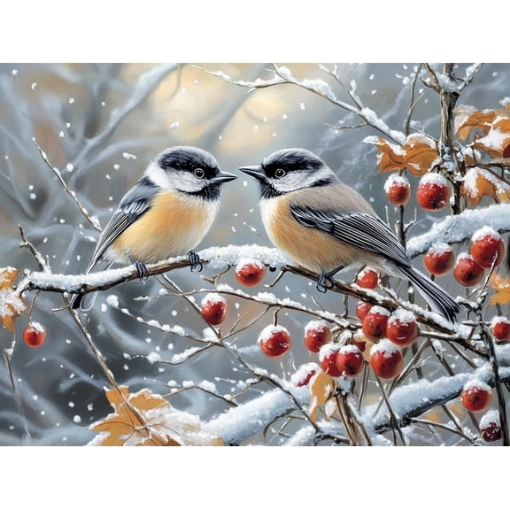 5D Wild Chickadees Diamond Art 12x16 Inch Full Drill Diamond Painting Kits for Adults & Beginners - DIY Art Crafts for Relaxation and Home Wall Decor 674A