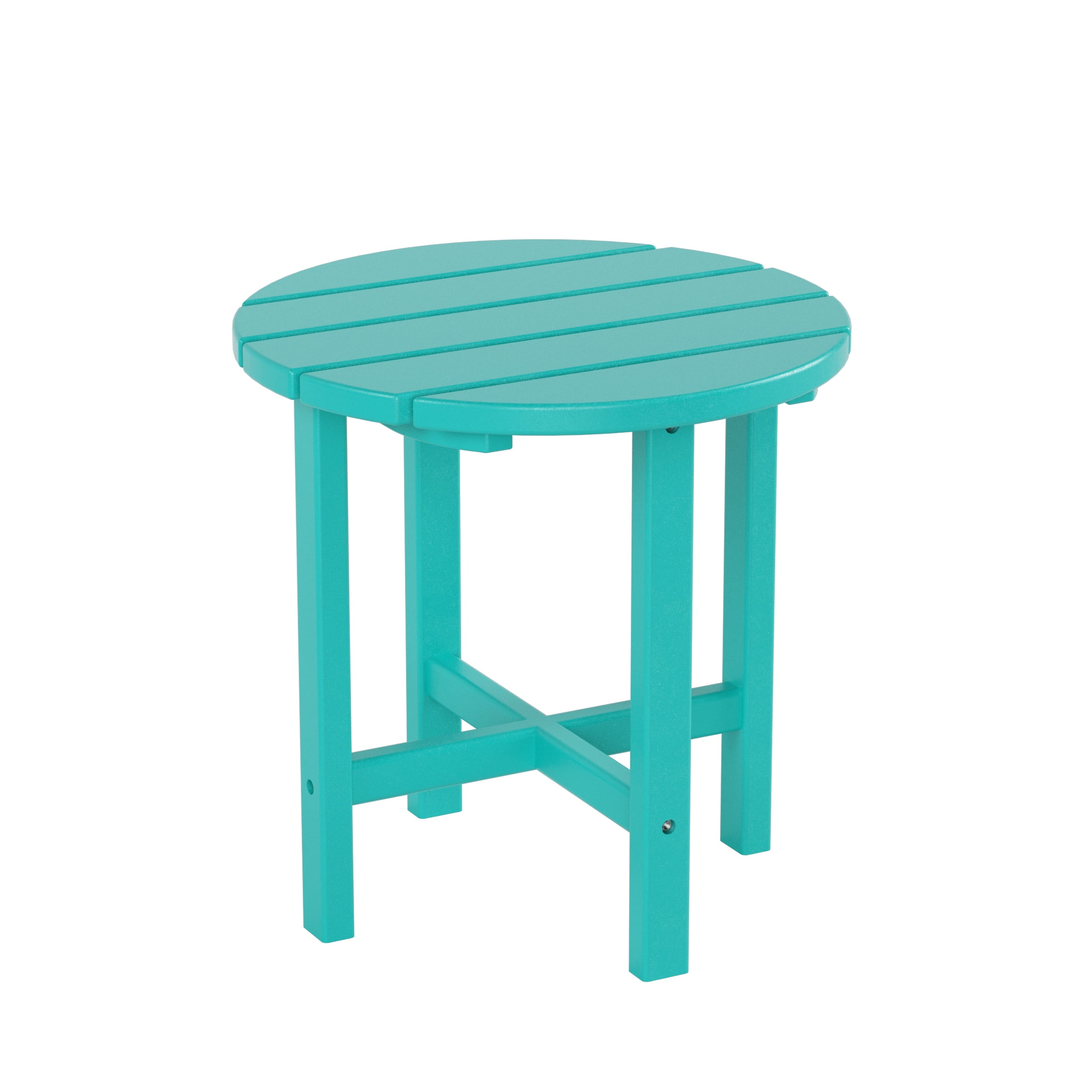 Garden 3-Piece Patio Adirondack Chair with Round Accent Side Table Set, Turquoise