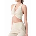 thumbnail image 2 of Women's Halter Twist Front T-Back Cropped Sports Tank Top White XL, 2 of 8
