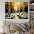 thumbnail image 2 of Designart Monochrome Golden Birch Trees By The River I Canvas Wall Art, 2 of 5