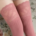 thumbnail image 4 of Clearance! Fdelink Women Lace Trim Thigh High Over the Knee Socks Long Cotton Warm Stockings, Women Socks (Pink), 4 of 4