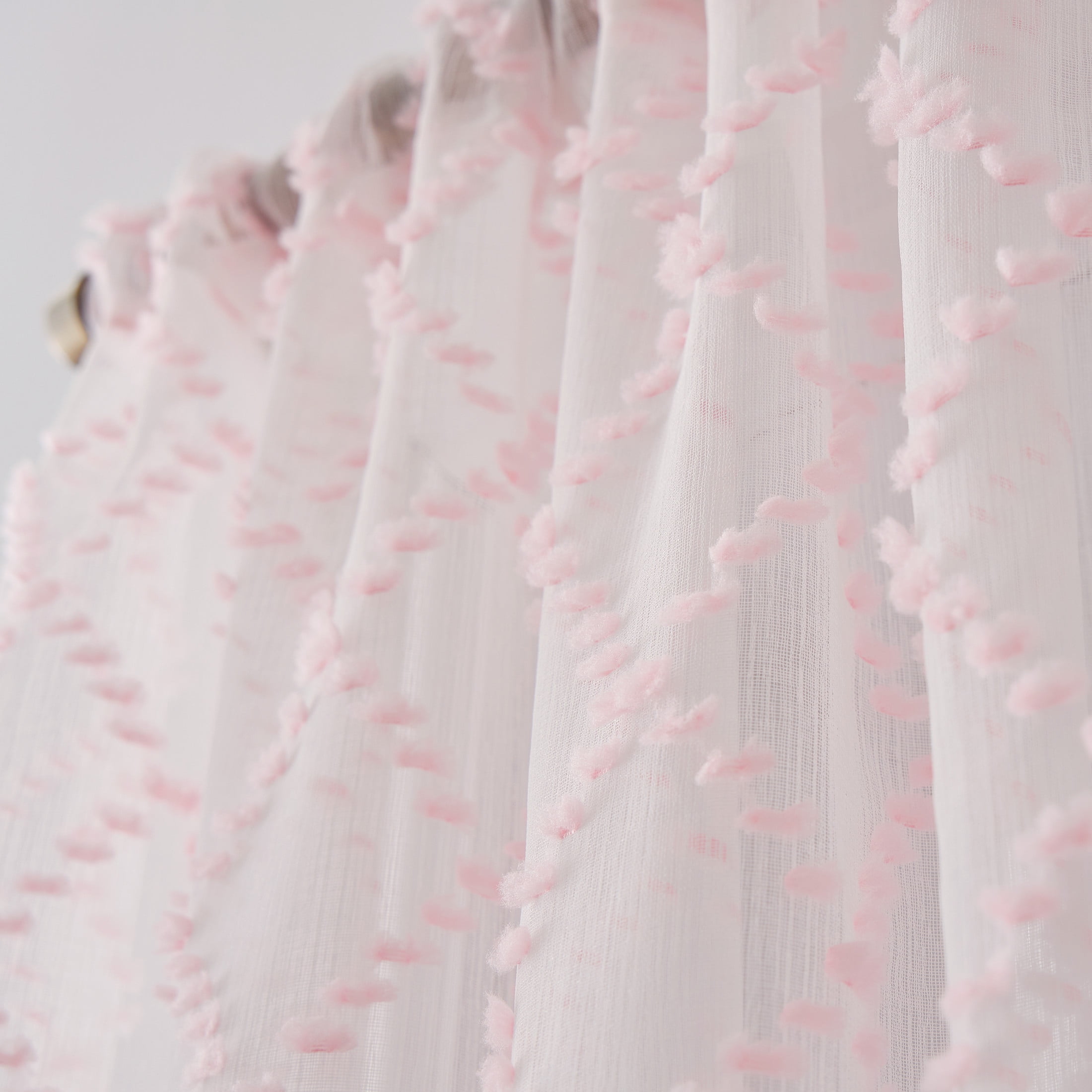 Your Zone Diamond Clip Sheer Single Curtain Panel, Pink Starlight, 38"W x 95"L