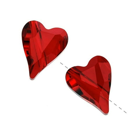 Heart Focal Bead - Swarovski Crystal, #5743 Wild Heart Beads 12mm, 2 Pieces, Siam