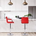 thumbnail image 6 of Set of 2 PU Leather Bar Stools Armrest Counter Stools Swivel Square Counter Height Barstools with Armrest Adjustable Hydraulic Bar Chairs with Upholstered Back & Seat, Red, 6 of 7