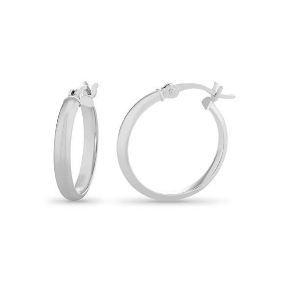 BRILLIANCE Sterling Silver Polished Square Tubing Hoop Earrings