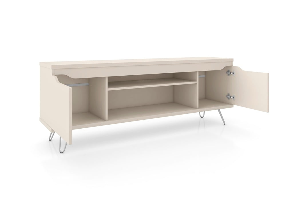 Baxter Mid-Century – Modern 62.99″ TV Stand with 4 Shelves in Off White Sansujyuku sansujyuku.com