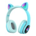 thumbnail image 1 of Dcenta L400 Over Ear Music Headset Glowing Cat Ear Headphones 7 Color Breathing Lights Foldable Wireless BT5.0 Earphone with Mic AUX IN TF Card MP3 Player for PC Laptop Computer Mobile Phone, 1 of 7