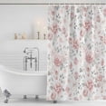 thumbnail image 2 of Pink Rose Shower Curtain, Waterproof Shower Curtains for Bathroom, Modern Simple Romantic Flowers Floral Leaves Washable Fabric Bathtub Curtain Set Bath Decor with 12 Hooks Stall 36"x72", 2 of 6