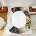 thumbnail image 5 of jejeloiu Retro Marble Texture Queen Sheet Sets,Modern Fulid Ink Flat Sheet,Black Gold White Queen Fitted Sheet For Men Women,Super Cozy Room Decor,4-Piece, 5 of 7