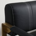 thumbnail image 6 of 57.9" Width Modern Upholstery Faux Bonded Leather Loveseat Sofa for Living Room Accent Love Seats for Small Spaces 2 Seater Couch Sofa Office Apartment Studio Furniture with Golden Metal Arms (Black), 6 of 6
