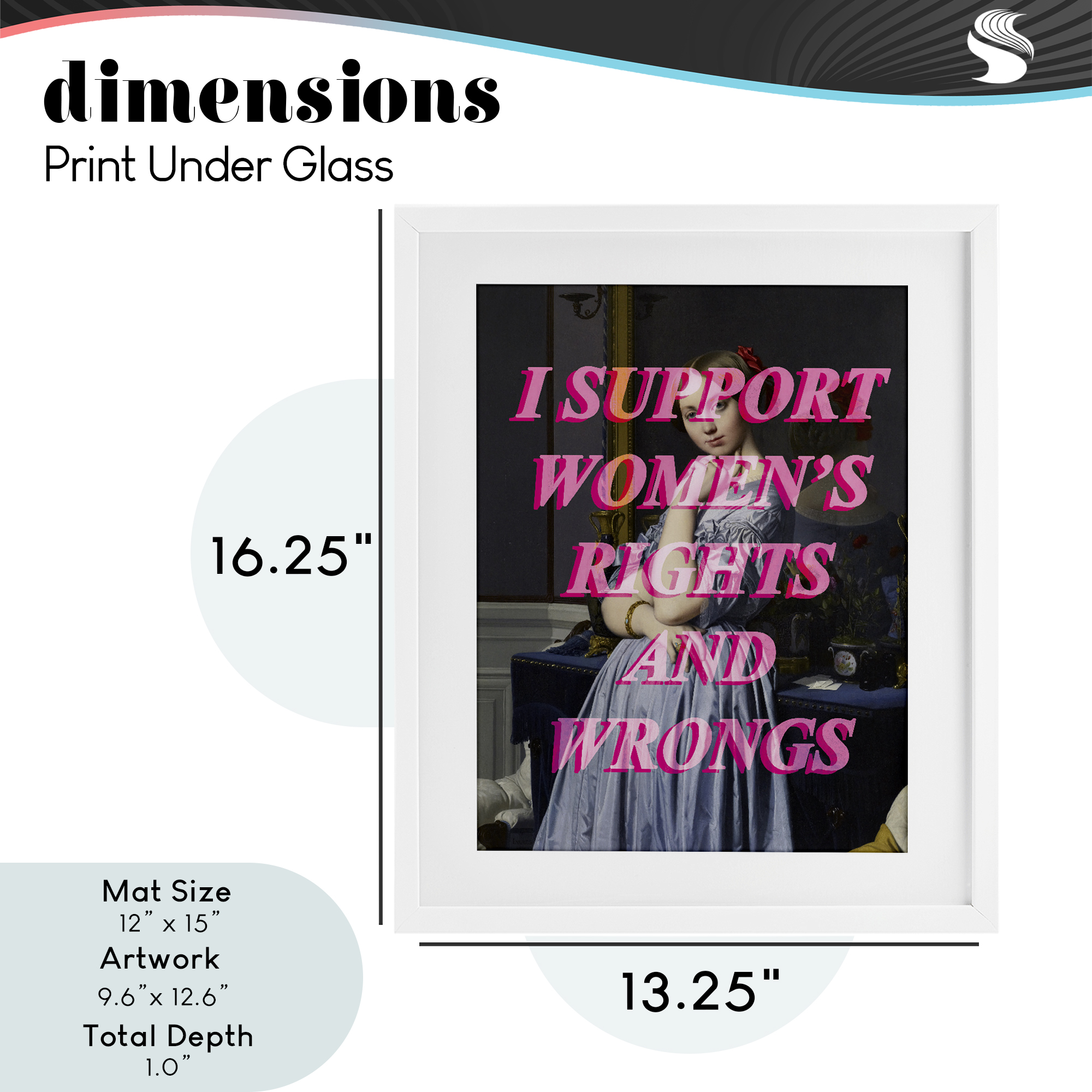 I Support Women's Rights & Wrongs White Framed Print Under Glass, design by Lil' Rue