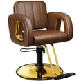 thumbnail image 3 of Baasha Brown and Gold Salon Chair for Hair Stylist, with Comfortable Cushion, Upgraded Heavy Hydraulic Pump, 360 Degree Rotation, Professional Stylist Chair for Salon, Weight Capacity 440 lbs, 3 of 7