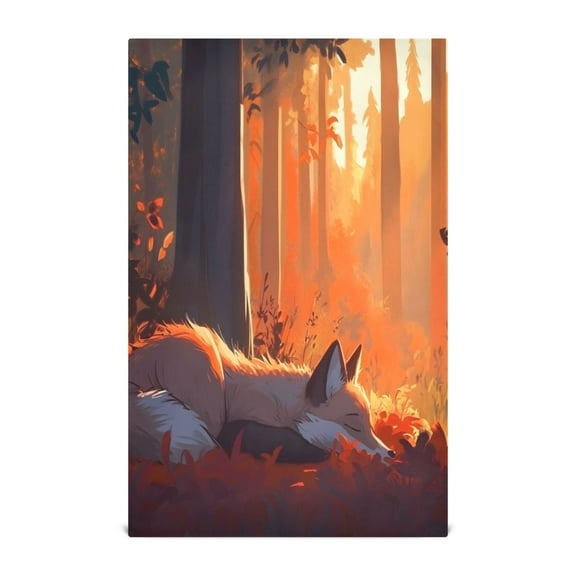 Fox Resting in The Forest Decorative Waffle Towel Kitchen Dishcloth 28x18in Multi-Use Tea Towel