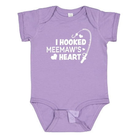 

Inktastic I Hooked Meemaw s Heart with Fishing Rod Boys or Girls Baby Bodysuit