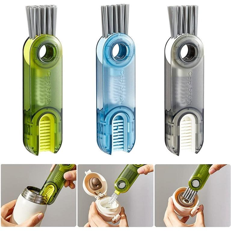 3 in 1 Multifunctional Cleaning Brush,3 in 1 Tiny Bottle Cup Lid Detail  Brush Straw Cleaner Tools Multi-Functional Crevice Cleaning