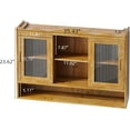 thumbnail image 2 of 35.4" Bathroom Wall Cabinet with Glass Door, Three Tiers of Medicine Cabinet with 2 Door Sliding for Bathroom, Kitchen, Dining Room, Natural, 2 of 7